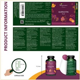 Quercétine Complex Vegavero® | 100% Naturelle | Avec Bromélaïne + Vitamine C + Sureau Noir | Sans Additifs | Immunité + Antio