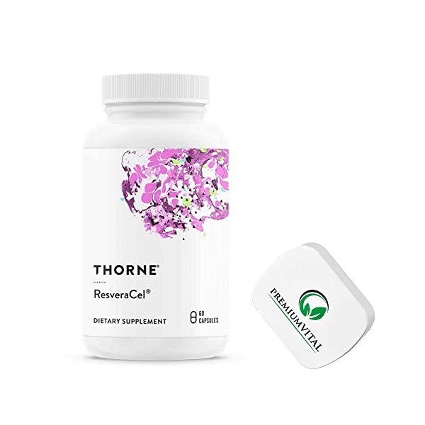 PremiumVital, Thorne Research, ResveraCel, Trans-Resveratrol, 60 Capsules végétaliennes, avec Pilulier Pratique, Testé en Lab