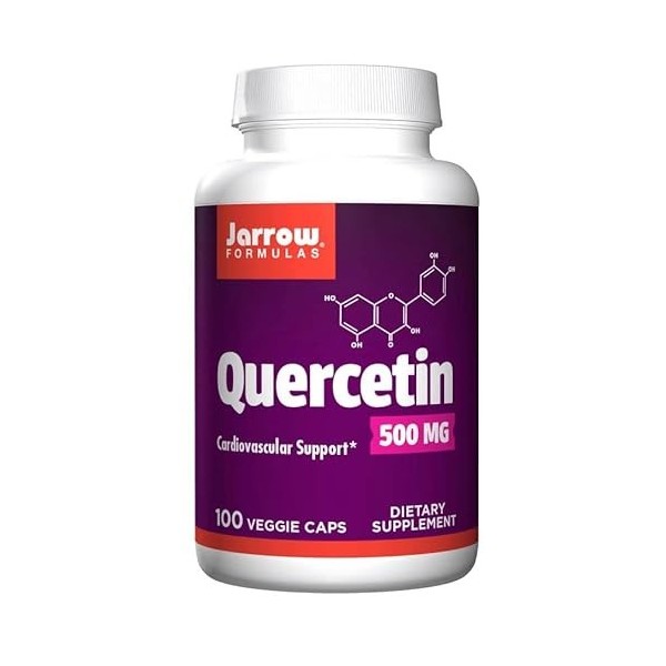 Jarrow Formulas, Quercetin, 500mg, 100 Capsules végétaliennes, Testé en Laboratoire, Sans Soja, Sans Gluten, Végétarien, Sans