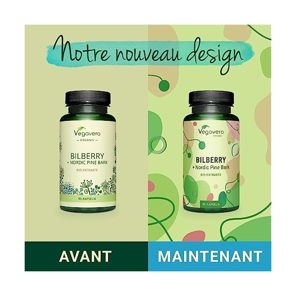 Myrtille + Écorce de Pin BIO Vegavero® | Extraits Fortement Dosés | Sans Additifs | Avec Proanthocyanidines OPC | Antioxyda