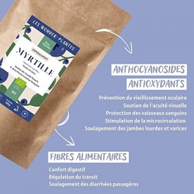 Myrtille poudre bio 500g - Wonder-Plantes - nombreux antioxydants et présente une importante teneur en vitamines C, A et E
