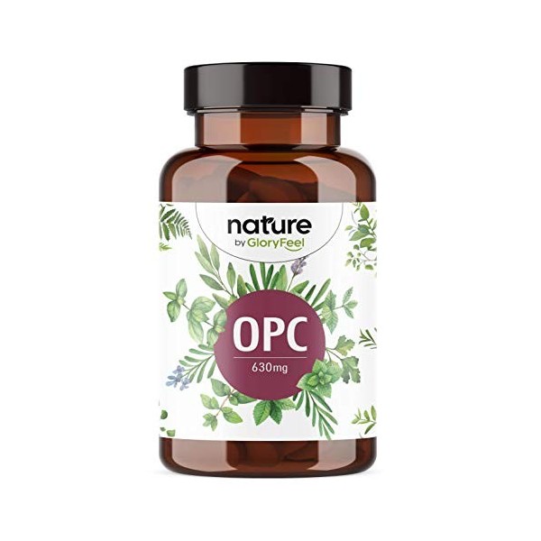 OPC Extrait de Pépin de Raisin Français 1050mg, Teneur HPLC Très Élevée, 630 mg dOPC Pur Par Jour, 180 Capsules, 100% Nature