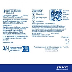 Pure Encapsulations - Pycnogenol - Extrait Naturel de Pin Maritime Titré - Contribue à Maintenir lÉlasticité de la Peau & Un