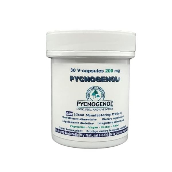 PYCNOGENOL® 30 gélules végétales de 200 mg SUPER ANTIOXYDANT-testé en laboratoire Horphag Research Suisse , sans allergènes.