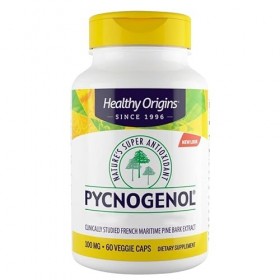 Healthy Origins, Pycnogenol, 100mg, Extrait décorce de Pin avec Procyanidines, 30 Capsules végétaliennes, Testé en Laboratoi