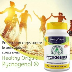 Healthy Origins, Pycnogenol, 100mg, Extrait décorce de Pin avec Procyanidines, 30 Capsules végétaliennes, Testé en Laboratoi