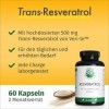 Resvératrol 60 capsules à 500mg de levure - Production Autrichienne - 100% Végétalien & Sans Additifs