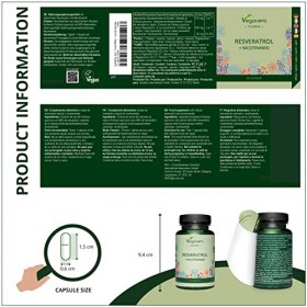 Resvératrol Naturel Vegavero® | UNIQUE : Le Seul Avec Nicotinamide Vitamine B3 | 500 mg | Anti Age + Antioxydant Puissant +