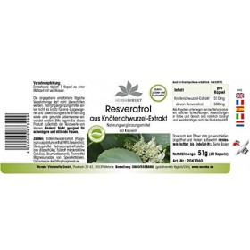Resvératrol 500mg - extrait de la racine renouée du Japon - polygonum cuspidatum - Extrait - 60 capsules | HERBADIREKT by War