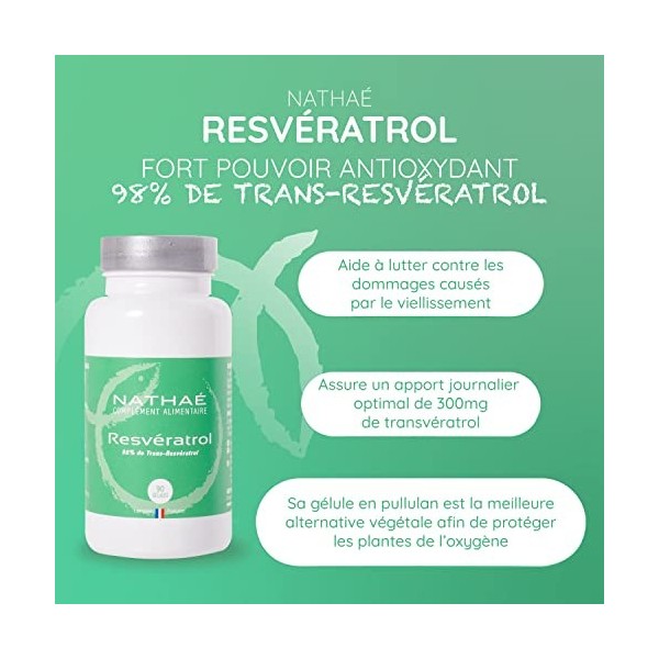 RESVÉRATROL - Complément alimentaire - 300 mg de trans-resvératrol pour 2 gélules - 90 gélules