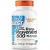 Doctors Best, High Potency Trans-Resveratrol, 600mg, 60 Capsules végétaliennes, Testé en Laboratoire, Sans Gluten, Sans Soja