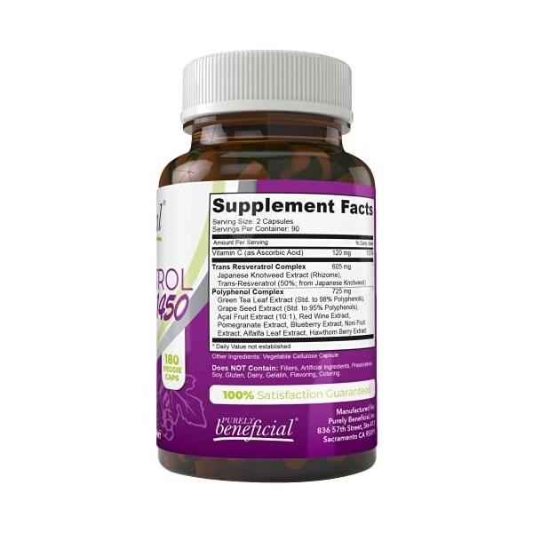 Resveratrol1450–90day Supply, 1450 MG par dose de puissants antioxydants et Trans-resvératrol, favorise la anti-âge, cardiova