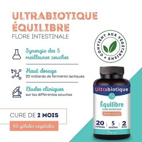 Ultrabiotique Équilibre - Probiotique Flore Intestinale, Equilibre du Microbiote, Digestion - Ferments Lactiques - Lactobacil