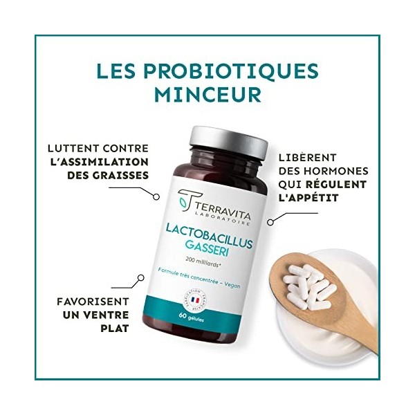 LACTOBACILLUS GASSERI 200 Milliards d’UFC/g | Probiotiques Ventre Plat | 10 Milliards d’UFC par Gélule | Flore Intestinale & 