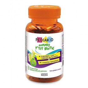 PEDIAKID - Gommes Ptit Biotic - Formule Naturelle au Délicieux Arôme de Pomme - Contribue à Enrichir la Flore Intestinale - 