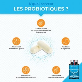 Probiotique - Flore Intestinale - Complexe Ferments Lactiques avec Vitamine D - 7 Souches Brevetées - Jusquà 60 Milliards d