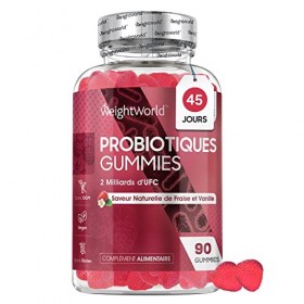 Probiotiques Gummies - 90 Gummies Vegan 45 Jours - 2 Milliards dUFC de Bacillus Coagulan, Inuline Ferments Lactiques - Arô