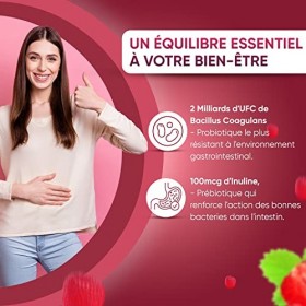 Probiotiques Gummies - 90 Gummies Vegan 45 Jours - 2 Milliards dUFC de Bacillus Coagulan, Inuline Ferments Lactiques - Arô