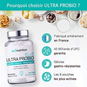 ULTRA Probio Flore Intestinale | 90 gélules végétales gastro-résistantes | 40 à 100 milliards dUFC par Dose 2 à 5 / jour |