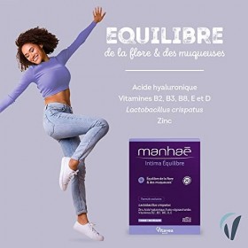 Manhaé - Intima Equilibre - Probiotiques Equilibre Flore Intime et des muqueuses - Lactobacillus Crispatus, Vitamines, Zinc e