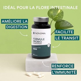 NOVOMA Formule Probio, Complexe Probiotique pour la Flore Intestinale, 60 Milliards UFC/Jour, 6 Souches Naturelles, Ferments 