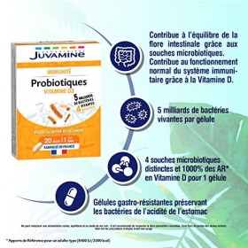 JUVAMINE - PROBIOTIQUES + VITAMINE D - Immunité - 20 Gélules Gastro-Résistantes