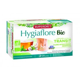 SUPERDIET - HYGIAFLORE-Transit naturel, Flore intestinale, Ventre plat-Infusion à base de 6 plantes bio - Sans arôme - 20 sac