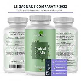 Probial 21 Mix | 21 souches bactériennes + maximum dinuline | 180 gélules à enrobage entérique DRcaps ® | Dosage idéal de 