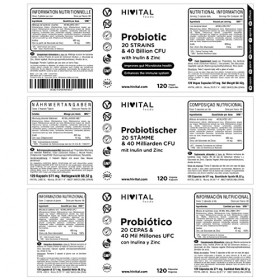 Probiotique 20 SOUCHES 40 MILLIARDS UFC. 120 gélules végétaliennes pour 2 mois de traitement. Aide à améliorer la santé gastr