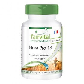 Fairvital | Flora Pro 13 - pour 2 mois - 60 DRcaps® - 13 souches bactériennes et 41,5 milliards de cultures par gélule.