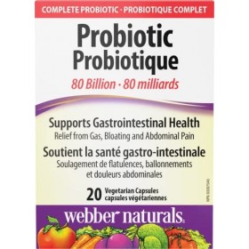 Webber Naturals Probiotic 80 Billion 8 Probiotic Strains 20 Veg Caps