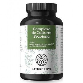 NATURE LOVE® Complexe de cultures Probiona - 20 souches bactériennes + inuline bio - 180 gélules gastro-résistantes - Hauteme