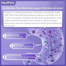 Pylopass contre Helicobacter pylori Lactobacillus Probiotique HealPylo®400mg par jour -60 capsules -Pour les brûlures destom
