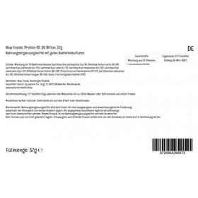 Now Foods, Probio-10, 10 Souches Bactériennes, 50 Milliards de Cultures Bactériennes, 57g de Poudre végétalienne, Testé en La