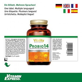 Probiotique, 20 milliards dUFC, Probio 14 Souches Bactériennes: 212 mg de Bactéries Actives par Jour, 200 mg FOS. Flore Inte