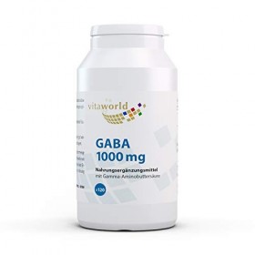 Pack de 3 Vita World GABA 1000mg 3 x 120 Comprimés DE FORTES DOSES - Végétalien - biodisponibilité élevée Acide Gamma-aminobu