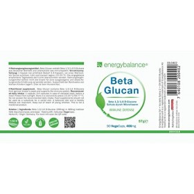 EnergyBalance Beta Glucan - Beta D-1,3/1,6 Glucans - Cholestérol - Végétalien - HACCP - 90 VegeCaps