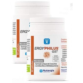 ERGYPHILUS GST Complément alimentaire à base de 5 souches de lactobacilles et bifidobactérie - Lot de 2 Boites de 60 Gélules 