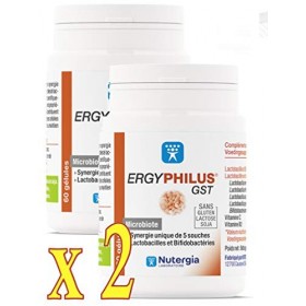 ERGYPHILUS GST Complément alimentaire à base de 5 souches de lactobacilles et bifidobactérie - Lot de 2 Boites de 60 Gélules 