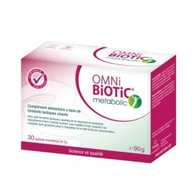 OMNi BiOTiC metabolic | 30 sachets 90g | 7 souches bactériennes | 3 milliards d’UFC par dose journalière | En poudre | Végé