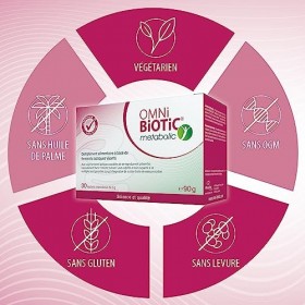 OMNi BiOTiC metabolic | 30 sachets 90g | 7 souches bactériennes | 3 milliards d’UFC par dose journalière | En poudre | Végé