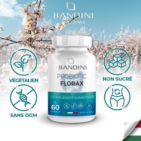 Bandini® PROBIOTIQUES FLORAX - 60 CAPSULES | Ferments lactiques probiotiques | Spectre complet de 14 souches bactériennes, y 