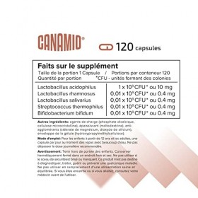 Probiotiques Complexe Lactobacillus, Bifidobacterium et Streptococcus 120 capsules CANAMIO Prend en charge la santé digestive