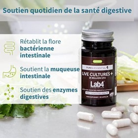 Probiotiques et Prébiotiques, 25 milliards dUFC garantis, Vegan Lactobacillus Acidophilus & Bifidobacterium, Ferments Lactiq
