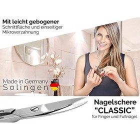 Solingen Classic Ciseaux à ongles avec micro-denture unilatérale - Fabriqués en Allemagne - Surface de coupe extra tranchante