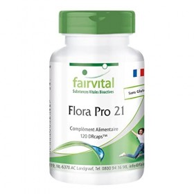 Fairvital | Flora Pro 21 - Complexe de cultures bactériennes - 120 gélules à libération prolongée - 20 milliards dunités for