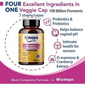 PROBIOTIQUE FEMME 4 en 1 | 100 milliards | 120 gélules | Flore Intestinale | Santé intime féminine et voies urinaires | Sys