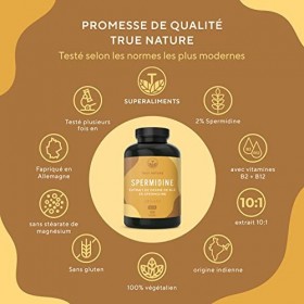 Gélules de Spermidine hautement dosées - 180 gélules - 4 mg pour 90 jours - Avec vitamines B - 10 :1 extrait de germe de blé 