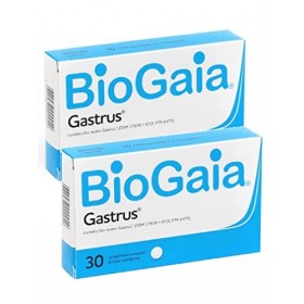 BIOGAIA GASTRUS - L. reuteri Gastrus DSM 17938 + ATCC PTA 6475 - Lot de 2 Boites de 30 Comprimés à Croquer Arôme Mandarine