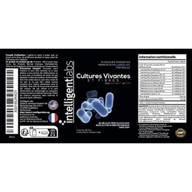 Intelligent Labs 50&nbsp;Milliards dUFC Cultures Vivantes et Fibres | 10 souches de cultures vivantes résistantes à l’acide et à 